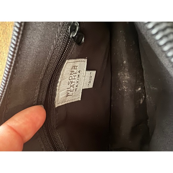 Wilsons Leather Y2K Martini Glass Bag Burgundy Embossed Leather Baguette - Picture 5 of 7